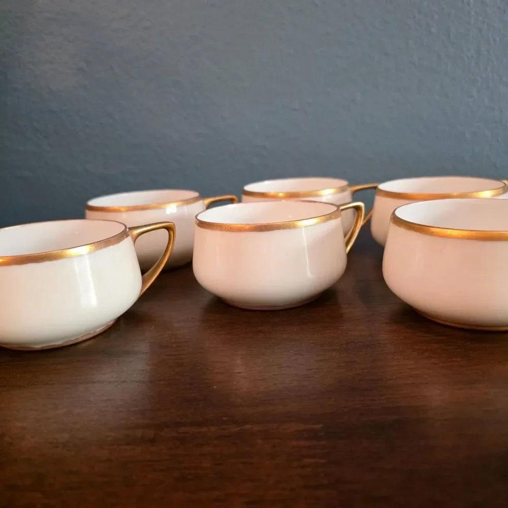 Lot of 6 Rosenthal Bavaria Donatello White Flat Cup Gold Handle & Rim